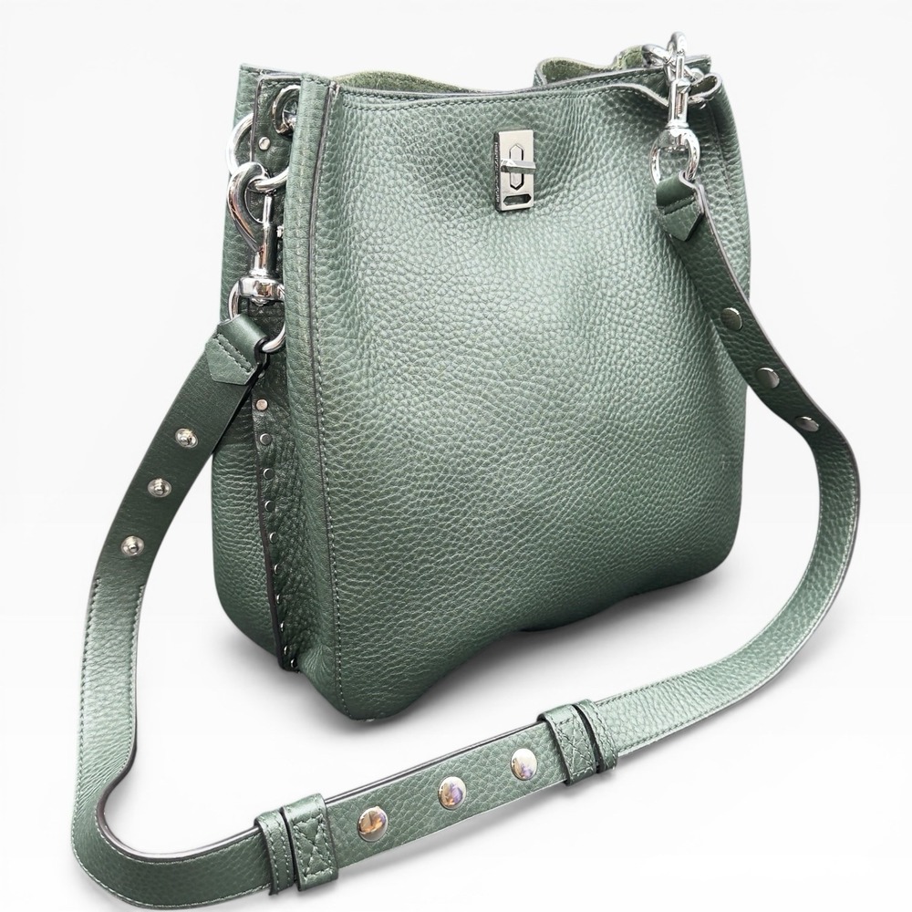 Rebecca Minkoff Darren Shoulder Bag Black Pebbled Leather Turnlock Studded